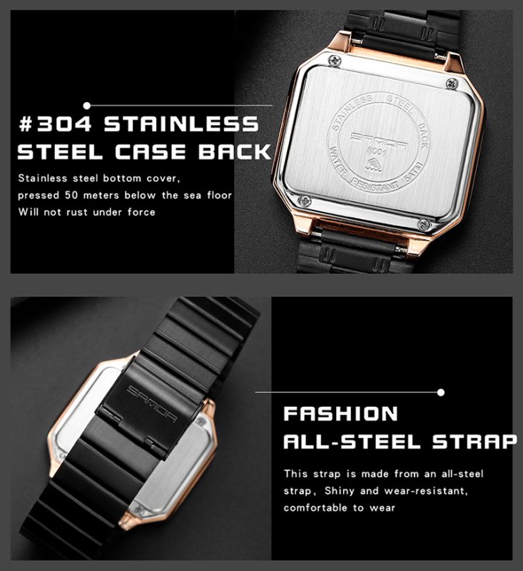 Snada 8001 watch Case back and strap