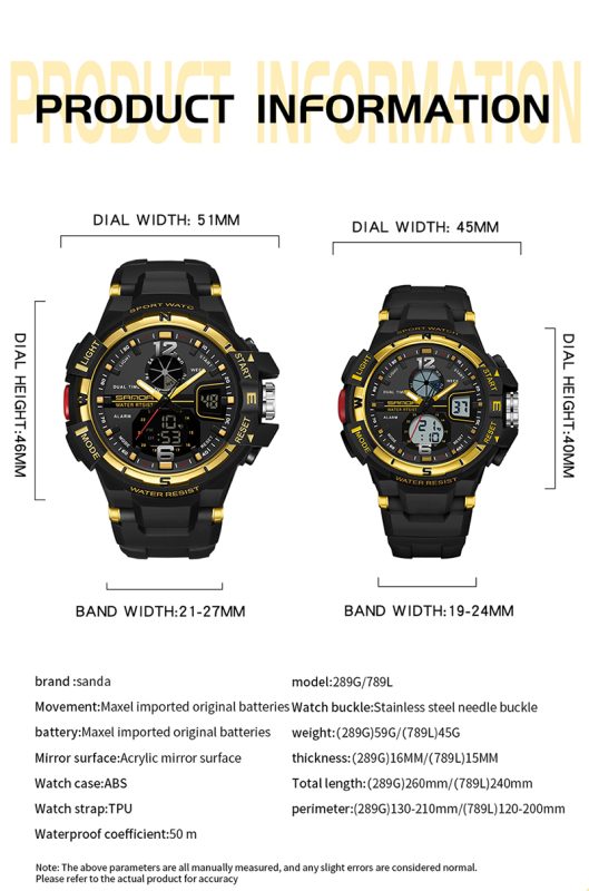 SANDA 289 watch parameters