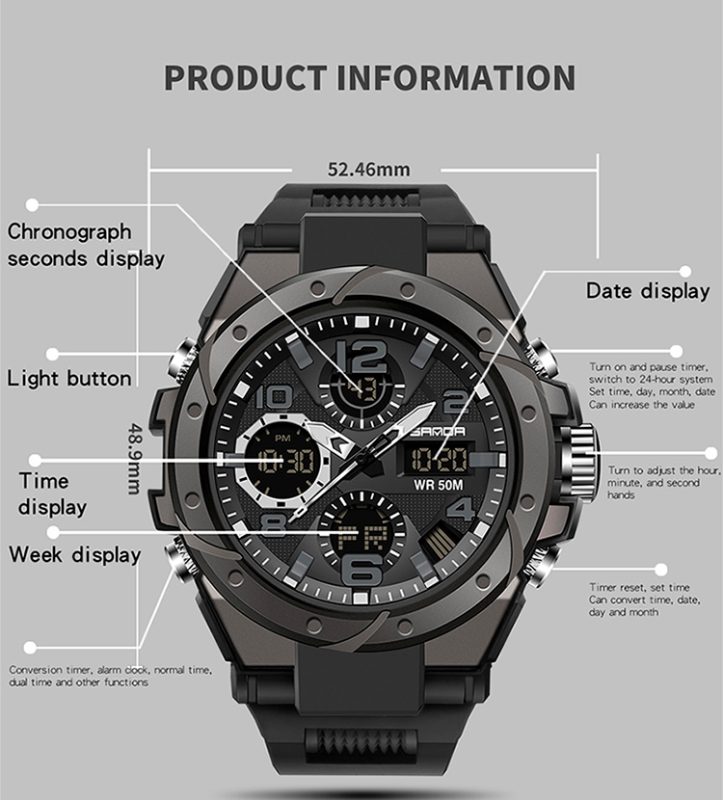 Sanda 6008 watch features