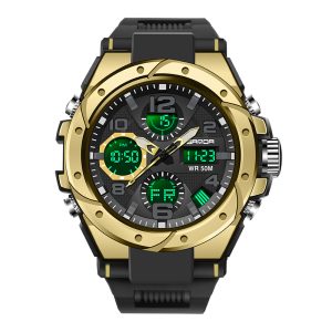 Sanda 6008 watch Black gold luminous