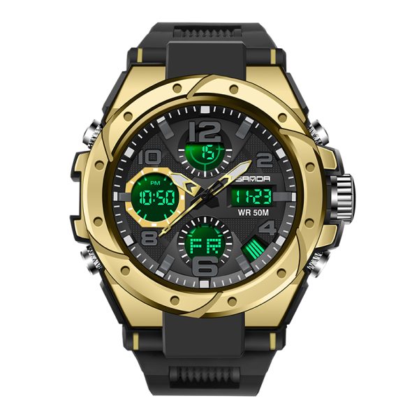 Sanda 6008 watch Black gold luminous