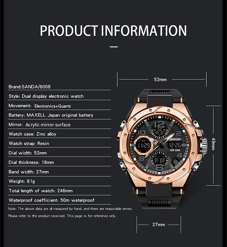 SANDA 6008 watch Specifications