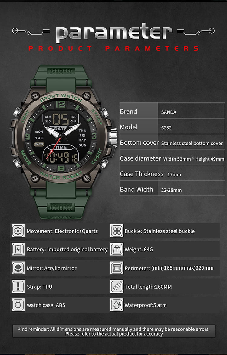 SANDA 6252 watch Specifications