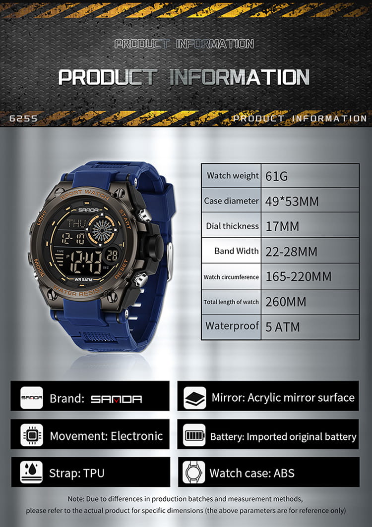SANDA 6255 watch Specifications